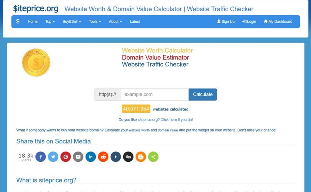 siteprice 1024x634 - the 5 Best Website Value Calculators of 2023