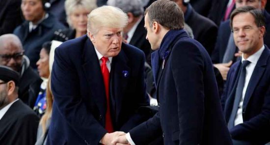 trump macron 550x295 - Donald Trump suggests France would have been defeated without US