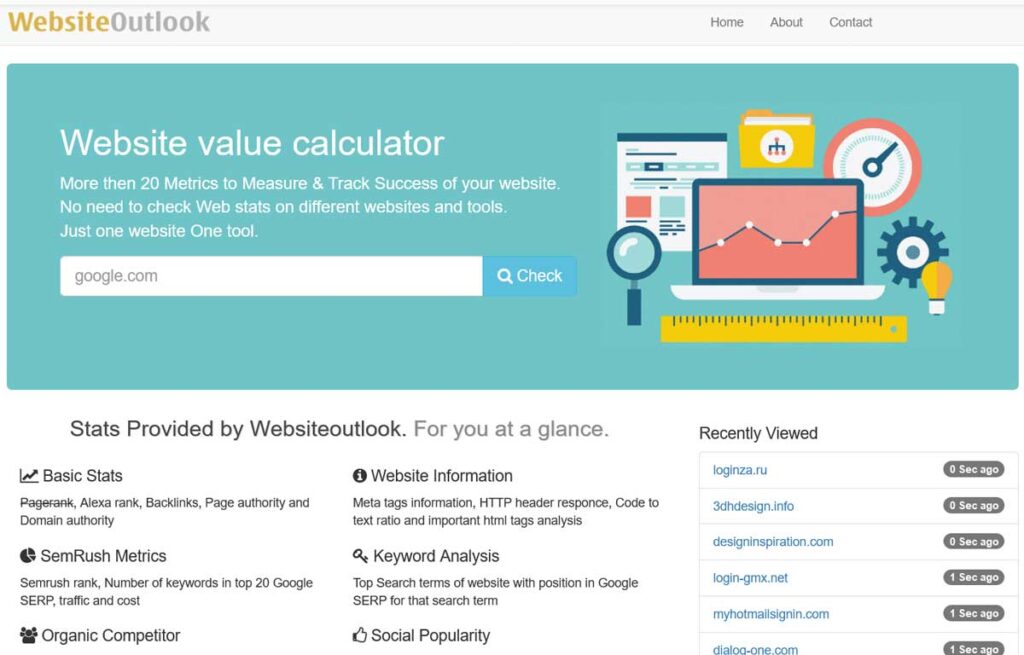 websiteoutlook 1024x655 - the 5 Best Website Value Calculators of 2023