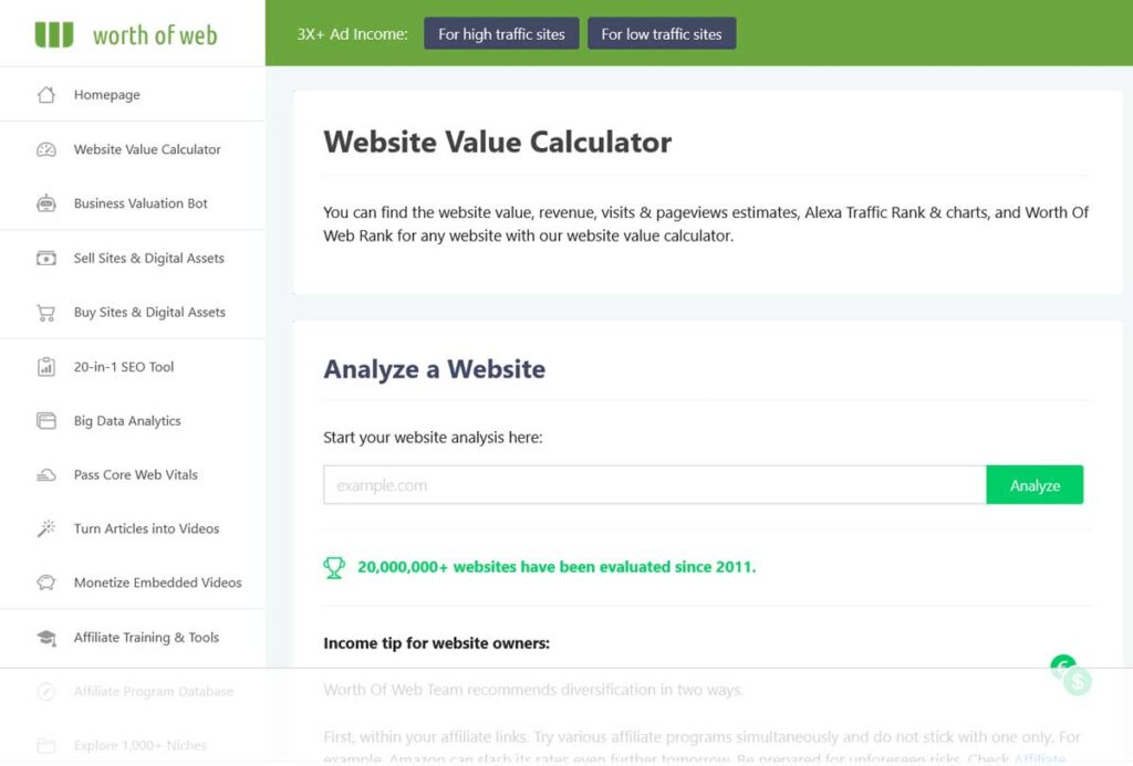 worthofweb 1024x693 - the 5 Best Website Value Calculators of 2023