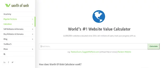 worthofweb website value calculator - Top 5 Website Value Calculator