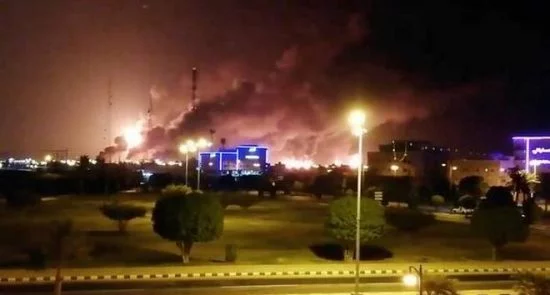AVDSAUDIFIRE 550x295 - Saudi Arabia Oil Facilities Ablaze after Drone Strikes