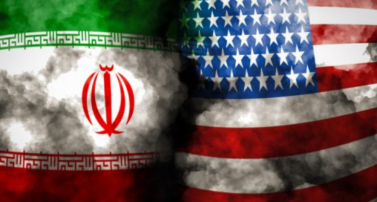 iran flag u.s. flag 550x295 - Iran Hit Two US Military Bases in Iraq with Ballistic Missiles, Almost 84 Dead
