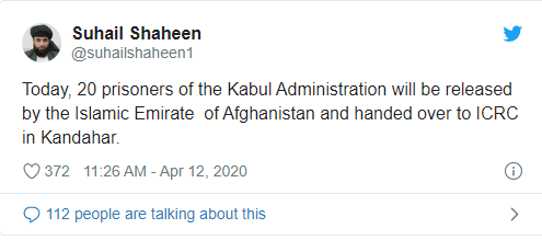 Capture - Taliban Spokesman Announced to Release 20 Afghan Govt. Prisoners