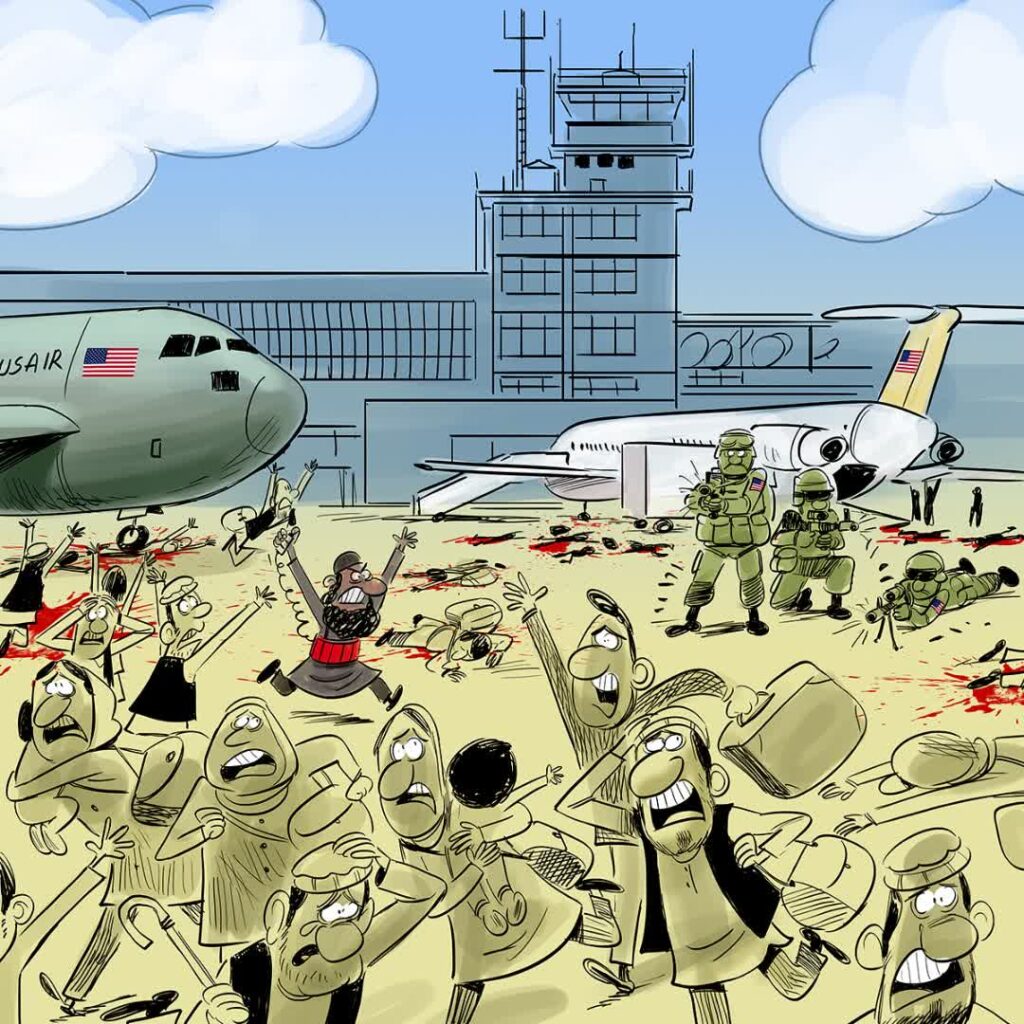 جنایت میدان هوایی کابل 1024x1024 - Caricature / Shocking crime of foreigners at Kabul airport