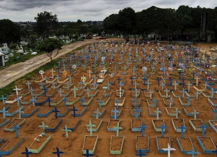 عکس/ په برازیل کې د کورونا مړو لپاره قبرستان