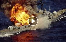 ویدیو/ آتش سوزی در یک کشتی در آبهای یونان
