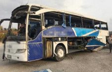 تصاویر/ واژگون شدن یک موتر بس در ترکیه