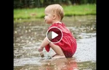 ویدیو/ بارش باران و بازی های شادیانه اطفال