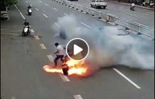 ویدیو موترسایکل زنده آتش 226x145 - ویدیو/ موترسایکل سواری که زنده زنده در آتش سوخت