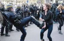تصاویر/ برخورد وحشیانه پولیس فرانسه با زنان معترض