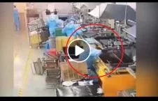 ویدیو/ گرفتارشدن یک کارگر زیر دستگاه