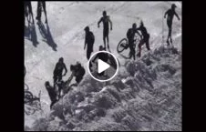 ویدیو/ تصادف بایسکل سواران در کوه‌های پوشیده از برف