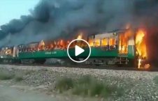 ویدیو/ لحظه آتش گرفتن قطار مسافربری در پاکستان