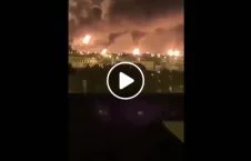 ویدیو/ آتش سوزی گسترده پس از حمله راکتی ایران به پایگاه امریکا در عراق