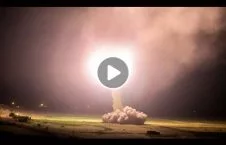 ویدیو/ لحظه اصابت راکت های ایران بالای پایگاه امریکا در عراق