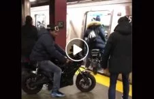 ویدیو/ صحنه عجیب موترسایکل سواری در مترو