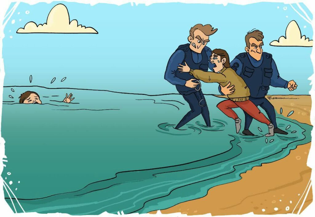 پناهنده کشی 1024x705 - کاریکاتور/ یونان تراژدی پناهنده کشی