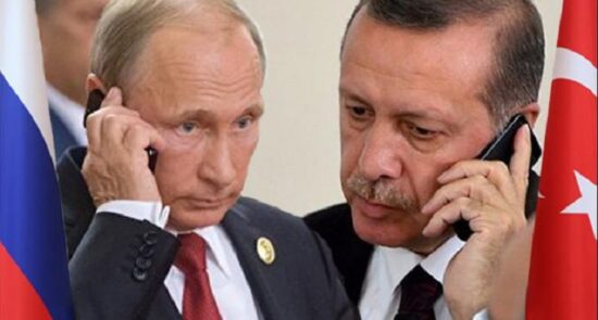 پوتین اردوغان 550x295 - گفتگوی تلیفونی روسای جمهور ترکیه و روسیه