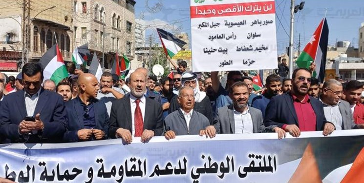 تظاهرات اردن فلسطین - تصویر/ تظاهرات صدها باشنده اردنی در حمایت از مقاومت فلسطینیان