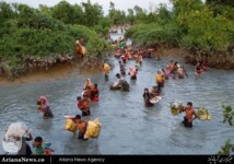 لحظات وحشتناک عبور مسلمانان روهینگیا از رودخانه (3)