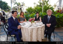 Donald and Melania Trump are seated for dinner with Japan’s prime minister, Shinzō Abe, and his wife, Akie Abe, at Trump’s Mar a Lago resort