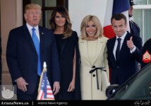 The French president gives a Trump style thumbs up during a photo op at the White House.